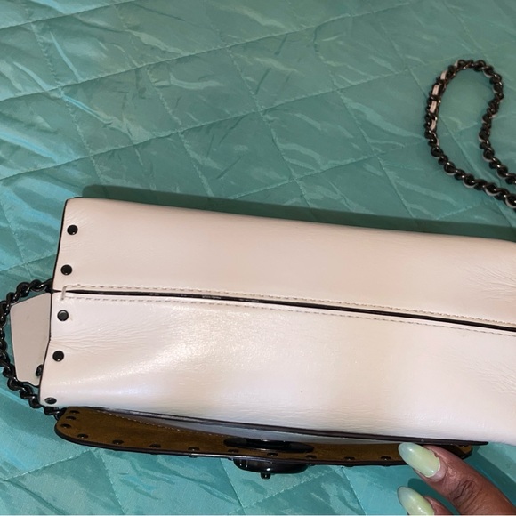 COACH Parker 18 With Rivets Gunmetal/Bone EUC whipstich whimsigoth - Picture 6 of 16